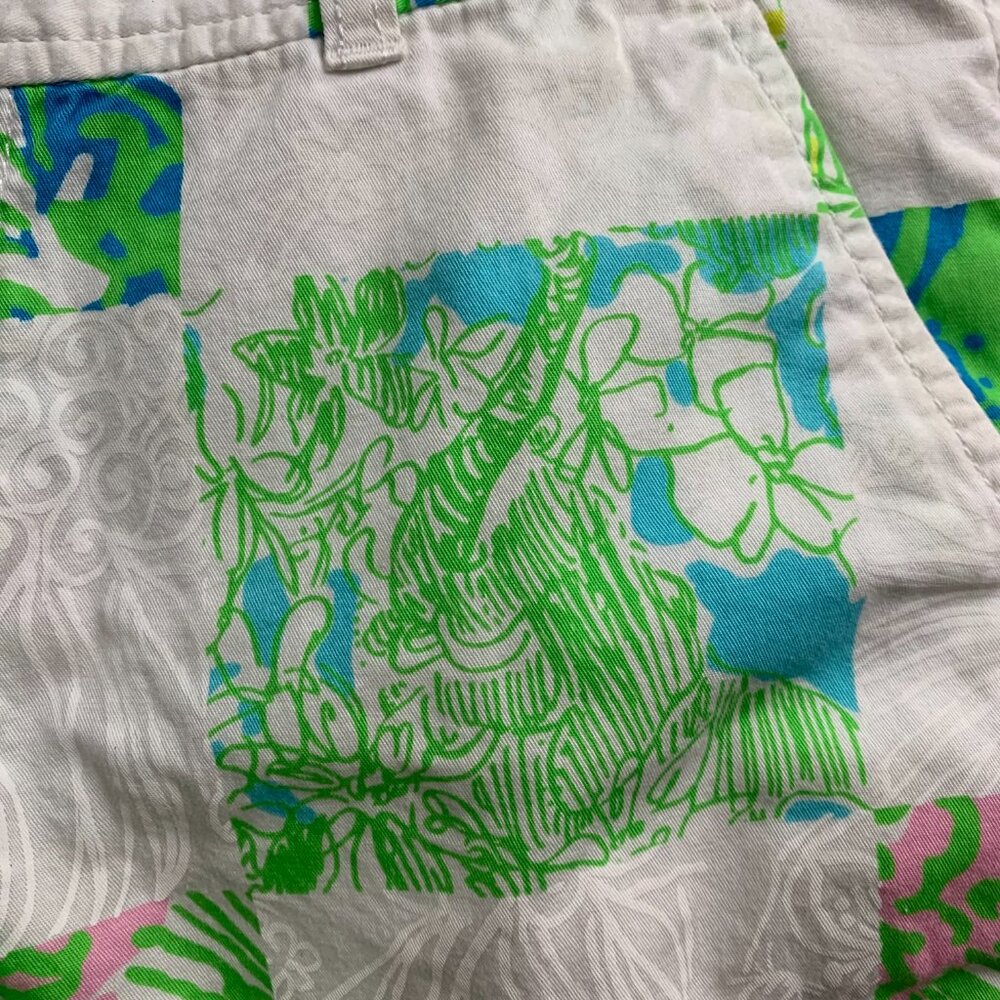 Lilly Pulitzer The Callahan Women's 0 Patchwork 100% Cotton Lioness Shorts GUC - Picture 11 of 16